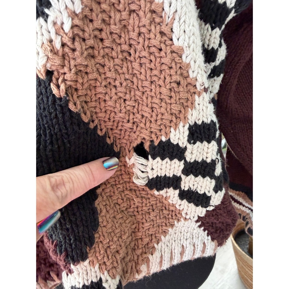 Reference Point Argyle Patchwork Knit Sweater Wom… - image 8